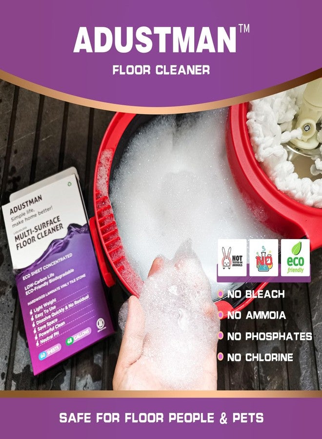 ADUSTMAN Eco Friendly Floor Cleaner Concentrated Biodegradable Cruelty-Free Hard-Surface Hardwood Laminate Vinyl LVT LVP Marble,Plastic Free Light-weight Refill Lavender 60 Sheets Perfect for Mop Buckets - Image 4